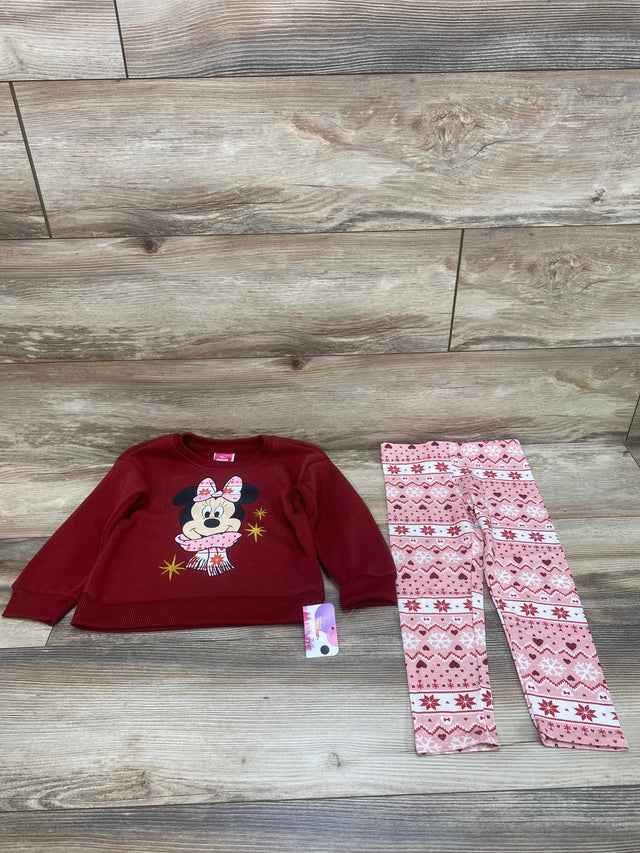 NEW Disney Junior Minnie Mouse Sweatshirt & Leggings Burgundy sz 3T - Me n Mommy To Be