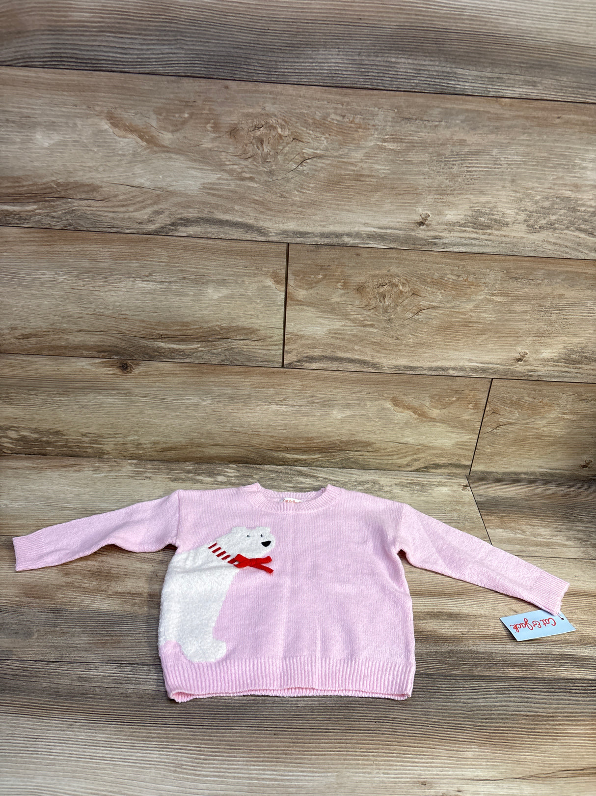 NEW Cat & Jack Polar Bear Knit Sweater Pink sz 18m