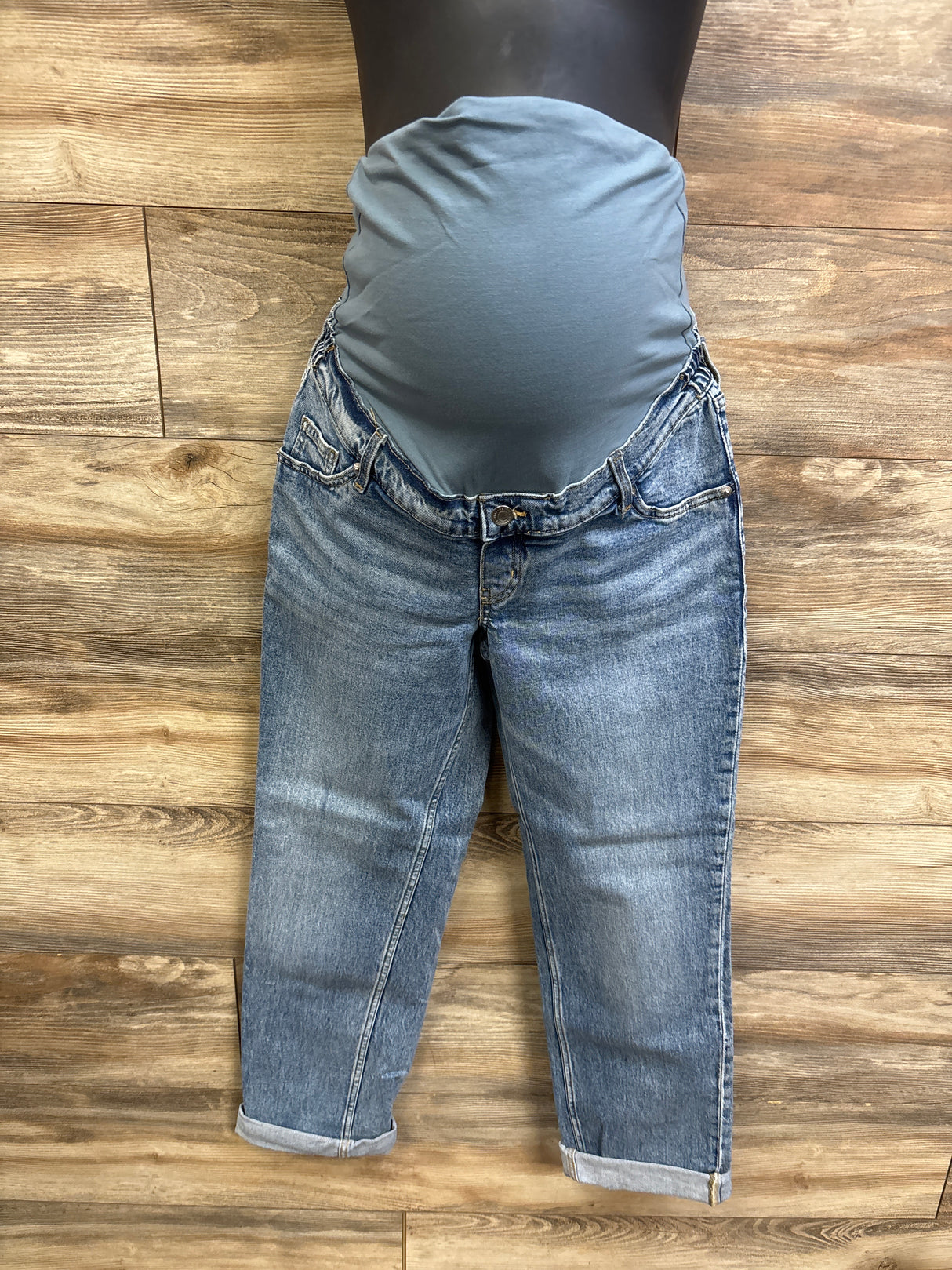 NEW H&M Mama Maternity Straight High Rib Jeans Blue sz Small