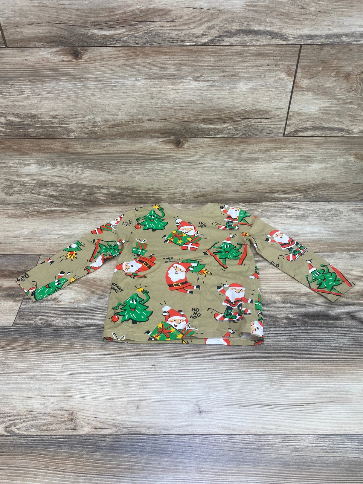 H&M Santa Shirt Brown sz 3-4T - Me n Mommy To Be