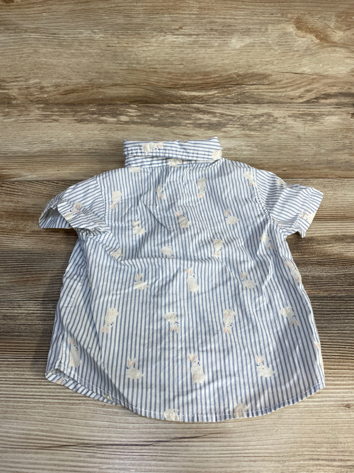 Old Navy Striped Bunny Print Button Up Shirt & Bowtie White sz 12-18m