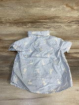 Old Navy Striped Bunny Print Button Up Shirt & Bowtie White sz 12-18m