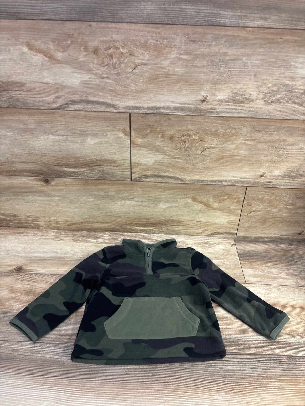 OshKosh Camo 1/4 Zip Fleece Pullover Sweatshirt Green sz 18m