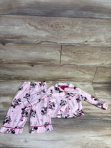 Disney Junior Minnie Mouse 2pc Coat Style Pajama Set Pink sz 2T