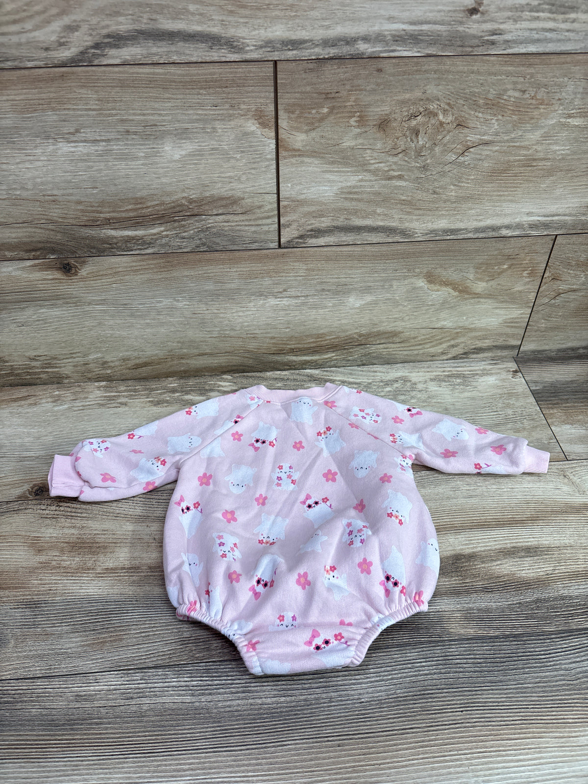 Old Navy Ghost Print Sweatshirt Bubble Romper Pink sz 3-6m