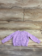 Cat & Jack Heart Print Knit Button-Up Cardigan Purple sz 12m