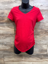 Isabel Maternity Ruched V-Neck Shirt Red sz Small