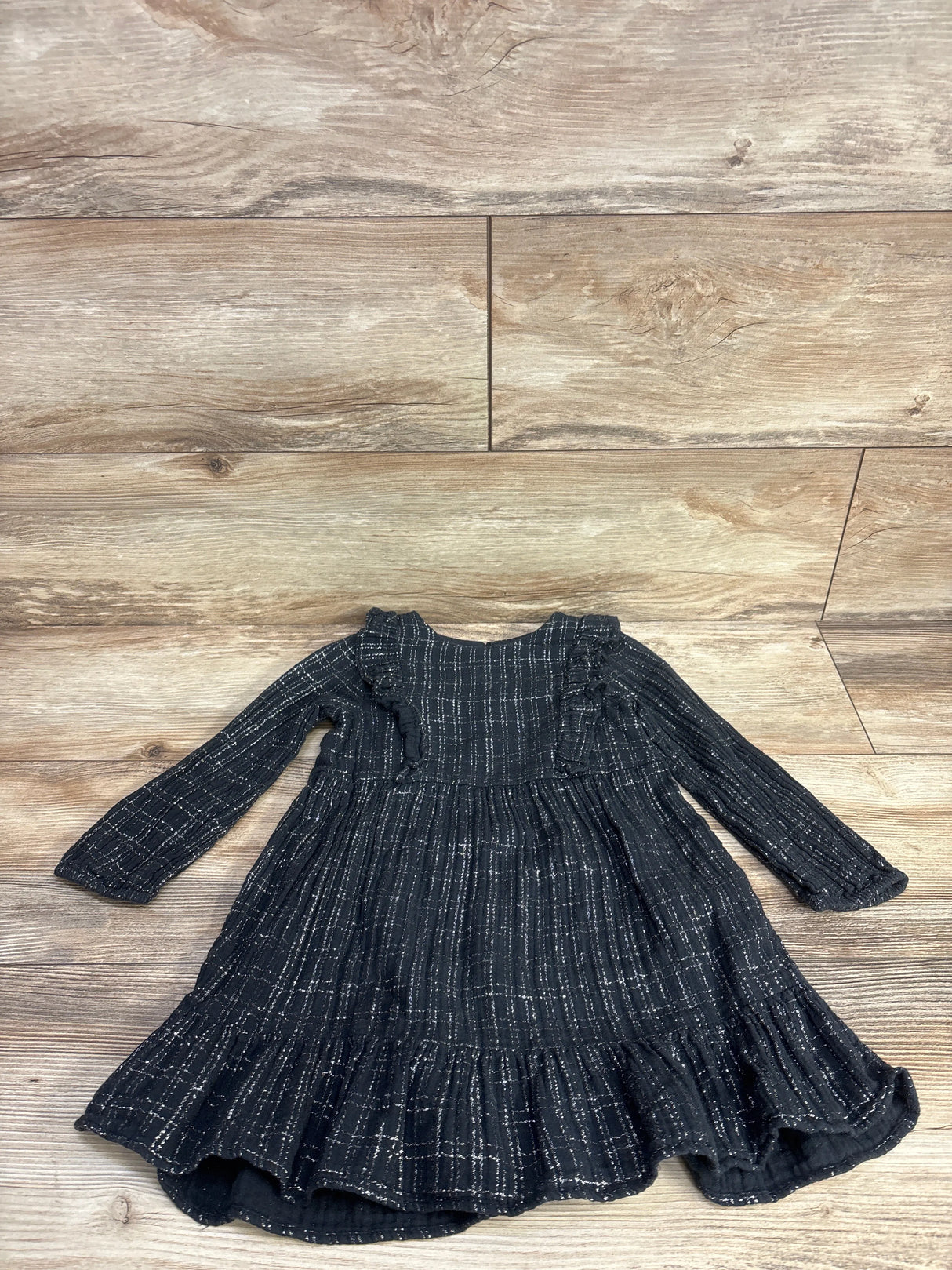 Zara Black Metallic Ruffle Dress sz 3-4T