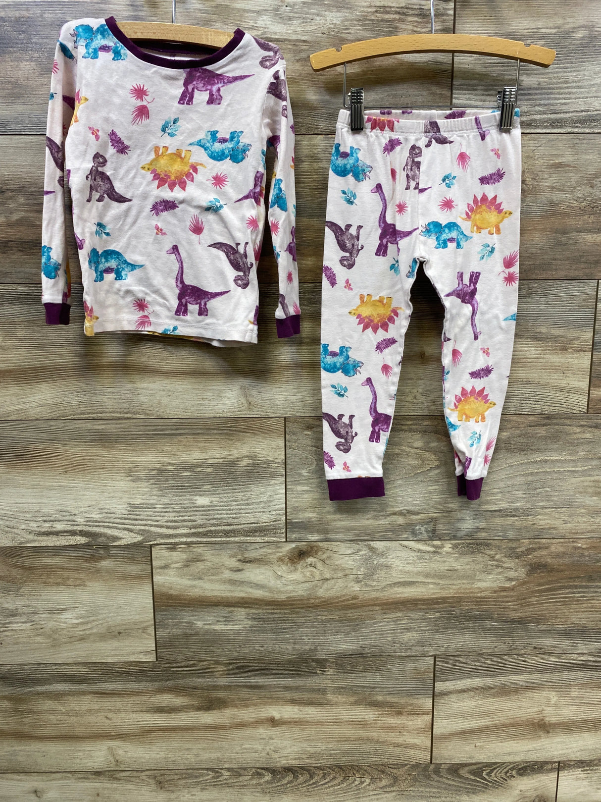 Burt's Bees 2pc Dinosaur Print Pajama Set Pink sz 4T