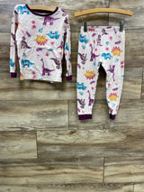 Burt's Bees 2pc Dinosaur Print Pajama Set Pink sz 4T