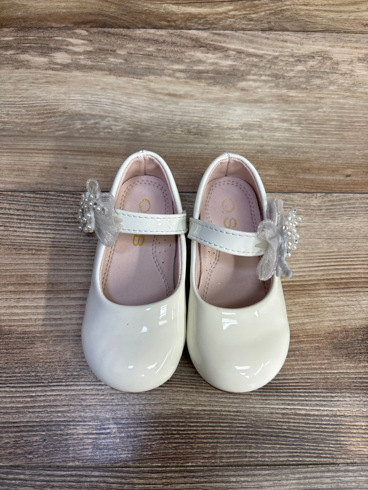 QSB Patent Leather Mary Jane Flats White sz 7c
