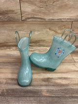Disney Store Exclusive Elsa Wellington Boots Seafoam Glitter sz 6c