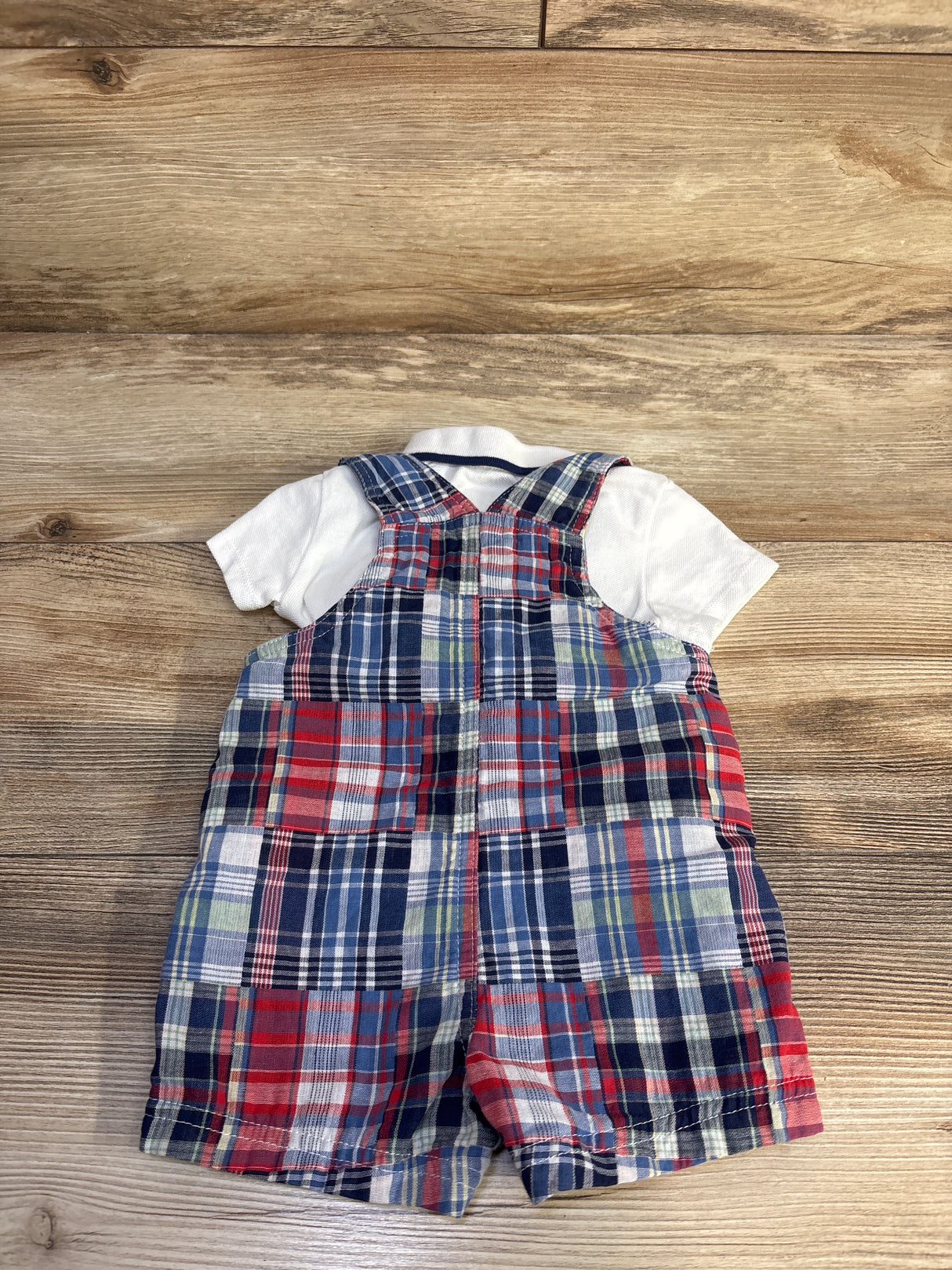 Little Me 2pc Polo Shirt & Shortalls Set White sz 6m