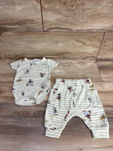 Disney Baby Striped Mickey Mouse Bodysuit & Bottoms Set White sz 0-3m