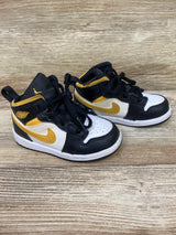Air Jordan 1 Mid TD 'Black University Gold' Sneakers sz 7c