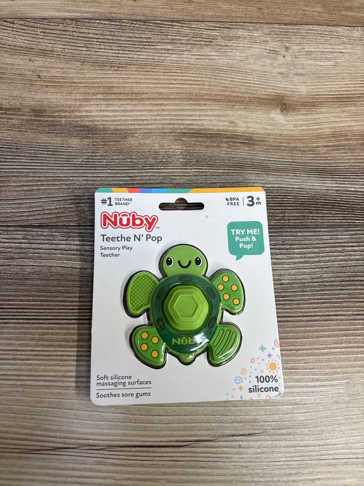 NEW Nuby Teethe N' Pop Turtle 3m+
