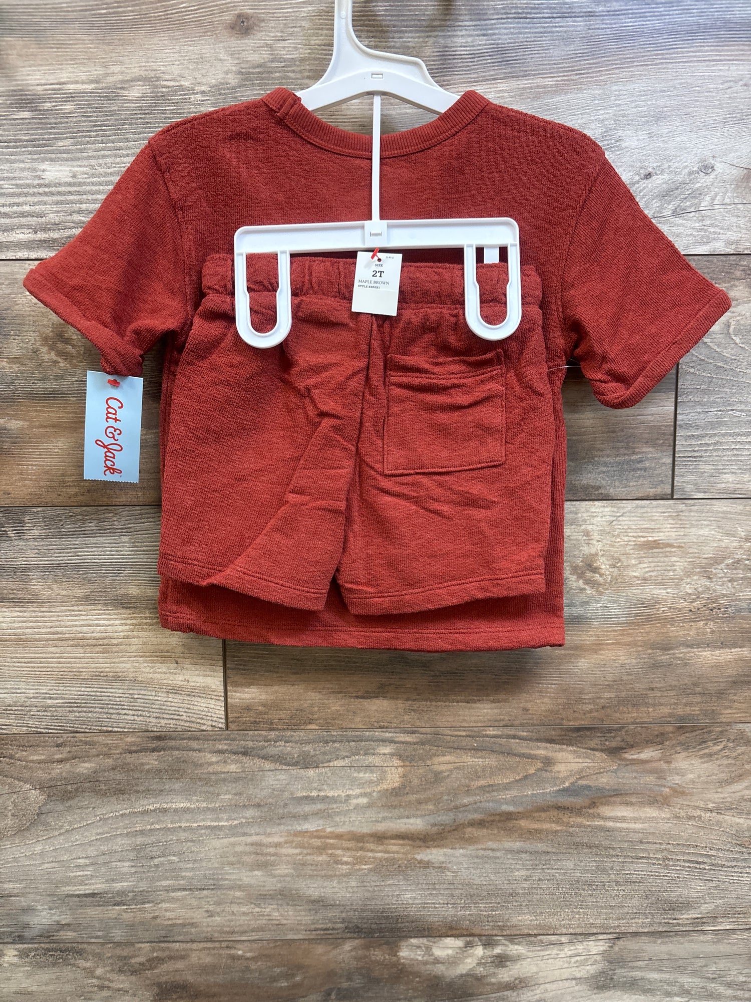 NEW Cat & Jack 2pc Terry Cloth Shirt & Shorts Set Rust sz 2T