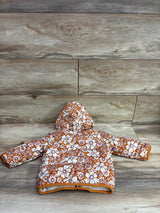 Cat & Jack Floral Reversible Puffer Jacket Orange sz 12-18m