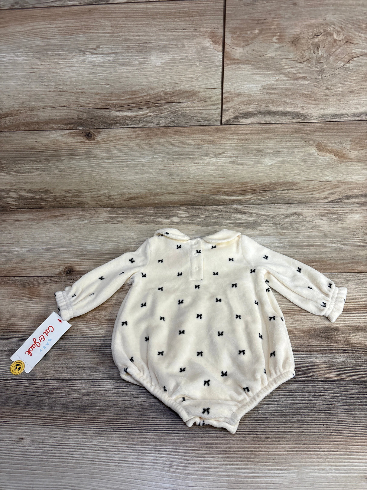NEW Cat & Jack Bow Print Shortie Romper Cream sz 0-3m