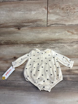 NEW Cat & Jack Bow Print Shortie Romper Cream sz 0-3m