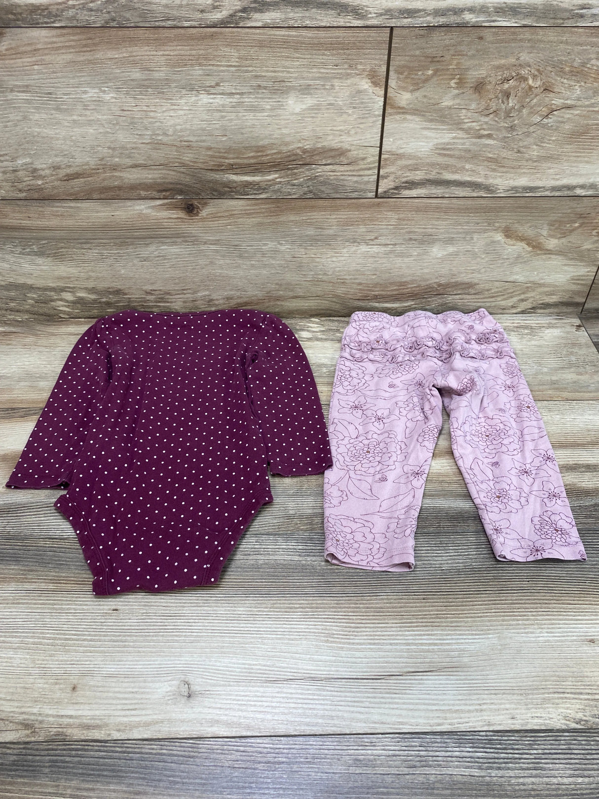 Carter's 2pc Polka Dot Bodysuit & Pants Purple sz 24m