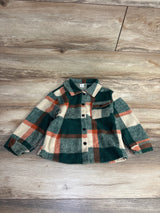 Shein Plaid Button Up Shaket Green sz 4T