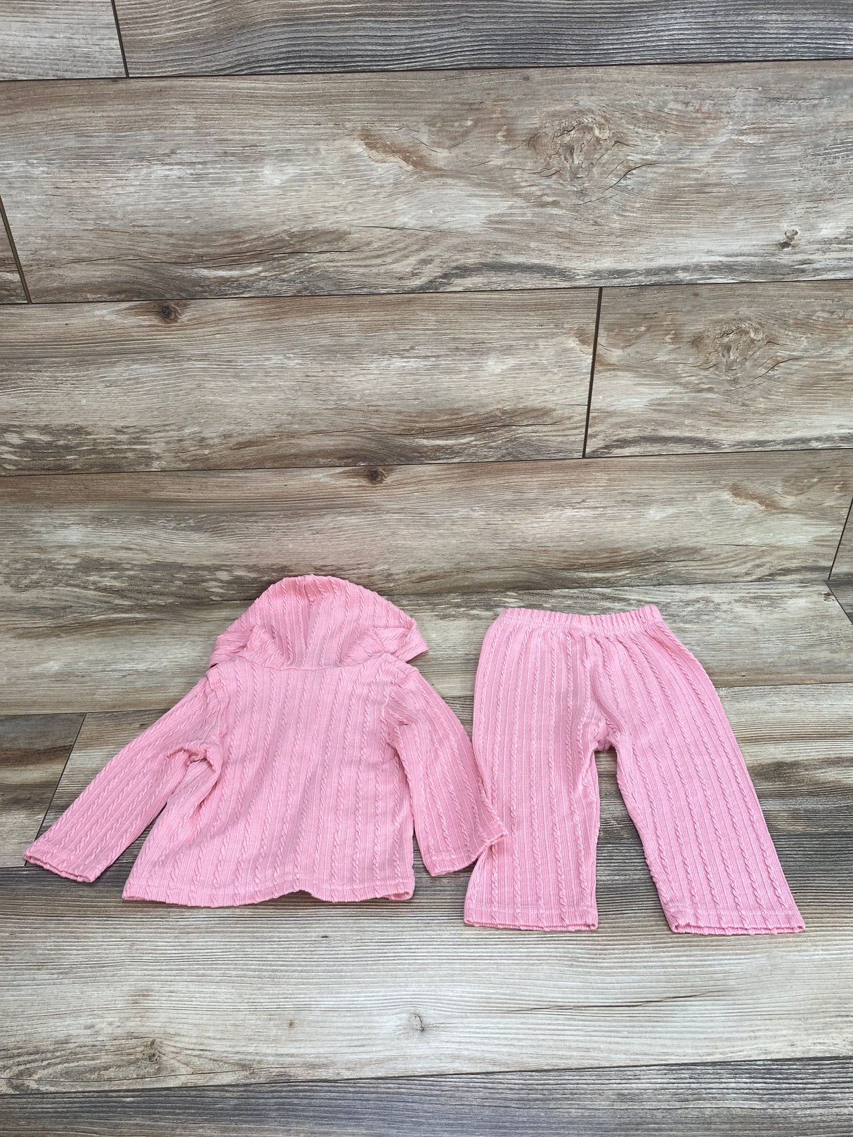 Shein 2pc Cable Hooded Cardigan & Pants Pink sz 6-9m