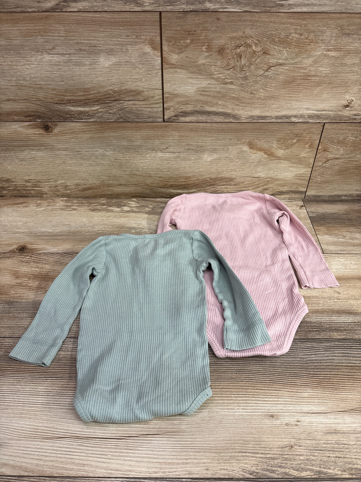 Jamie Kay 2pk Ribbed Long Sleeve Henley Bodysuits Pink/Green sz 2T