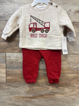 NEW Emily & Oliver 2pc Built Tough Sweatshirt & Pants Set Beige sz 3-6m