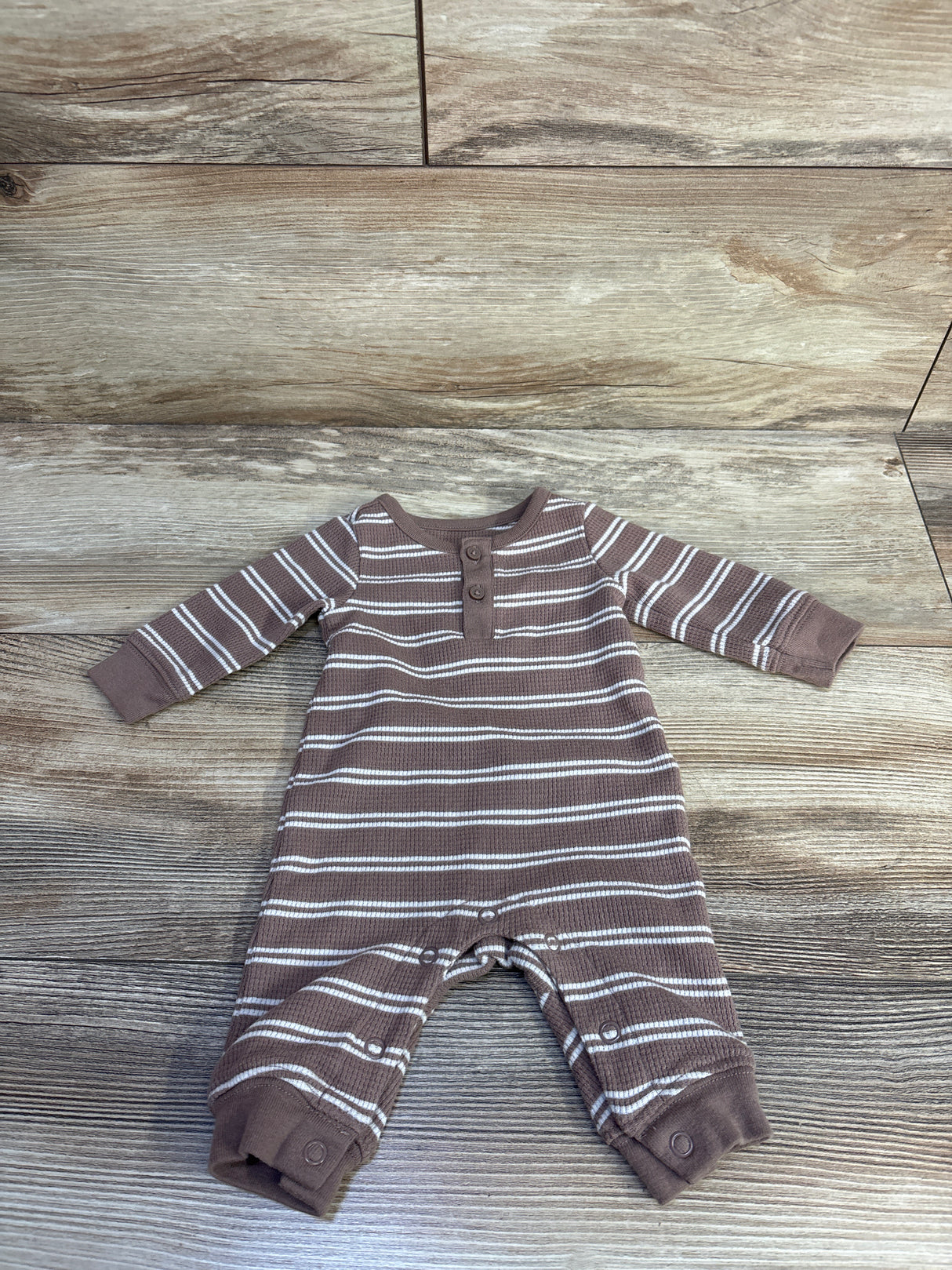 Just One You Waffle Knit Henley Coverall Brown sz Newborn