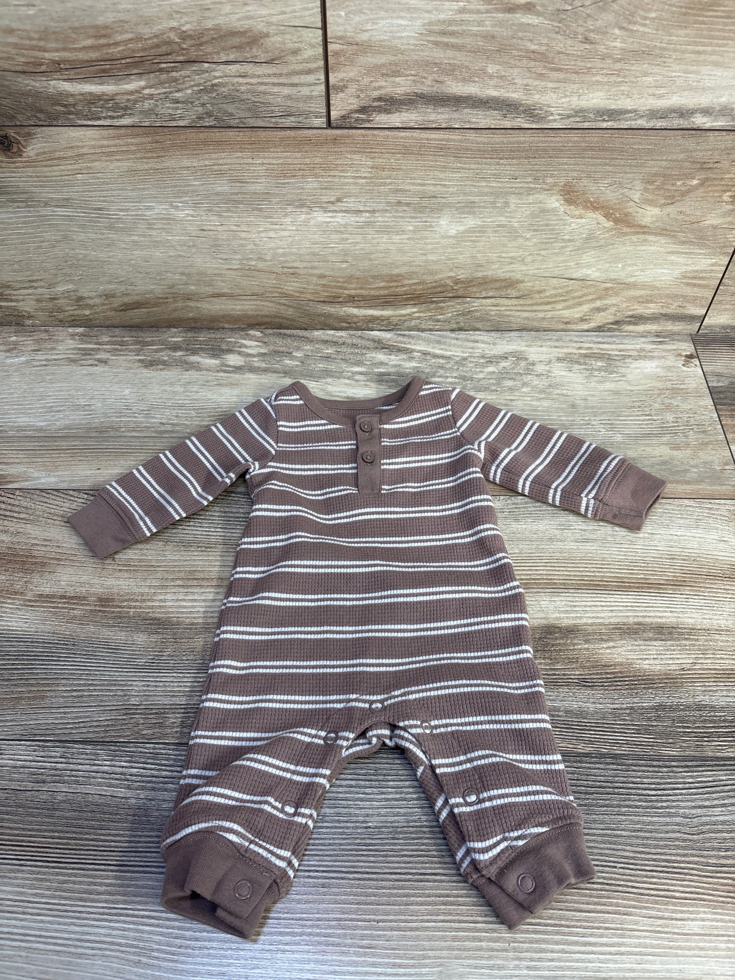 Just One You Waffle Knit Henley Coverall Brown sz Newborn