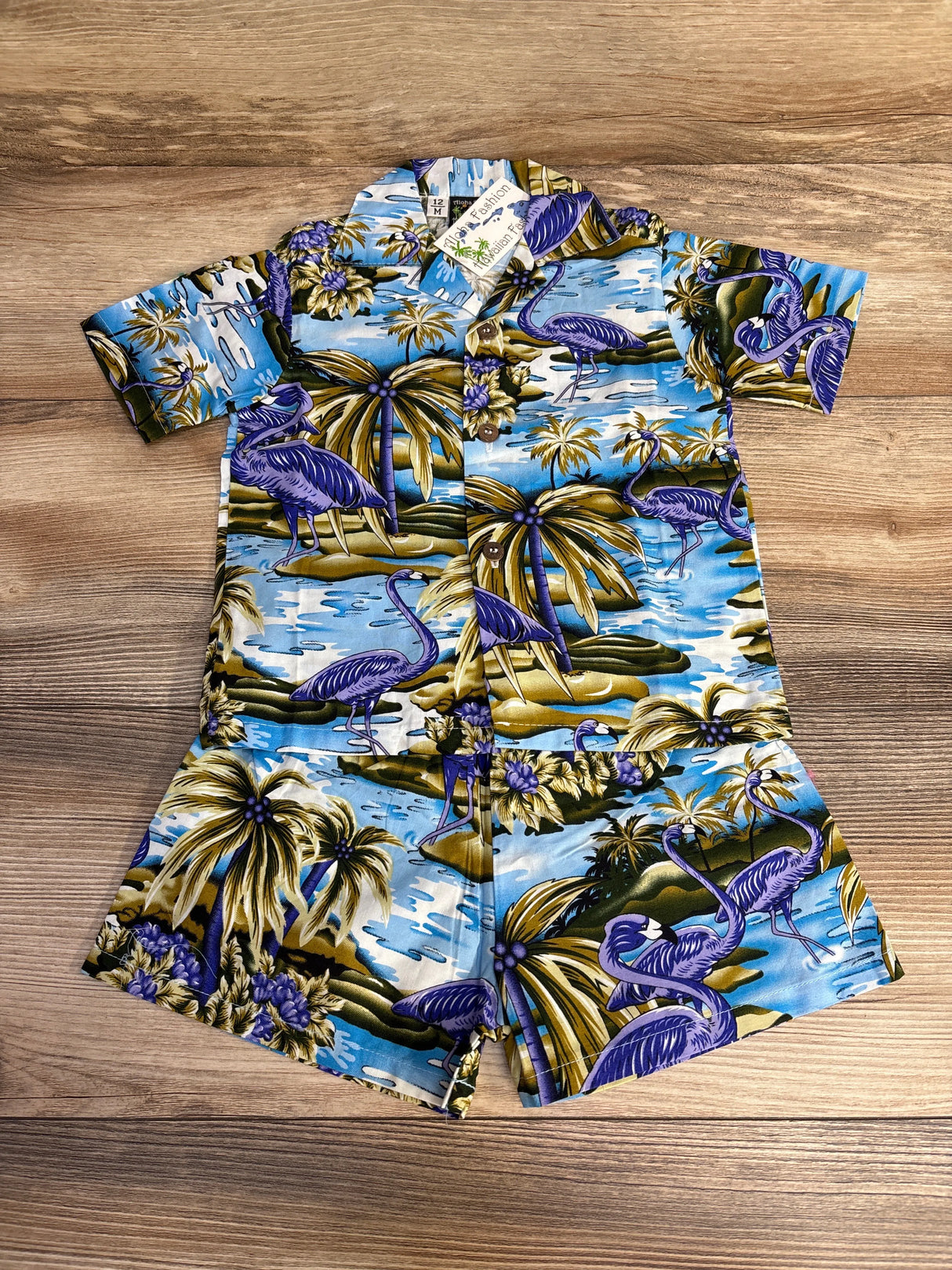 NEW Aloha Fashion Hawaiian Fashion 2pc Shirt & Shorts Set Blue sz 12m