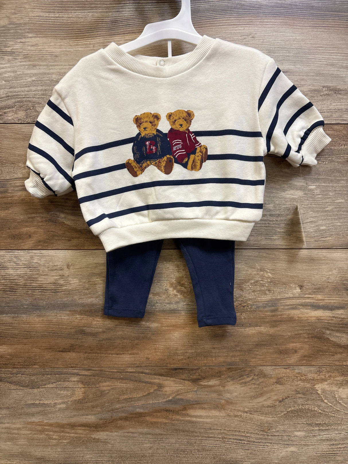 NEW Grayson Mini 2pc Bear Pullover Sweatshirt & Pants Set White sz 0-3m