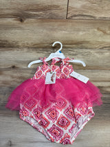 NEW Jessica Simpson 2pc Smocked Bodysuit Dress & Headband Set Pink sz 24m