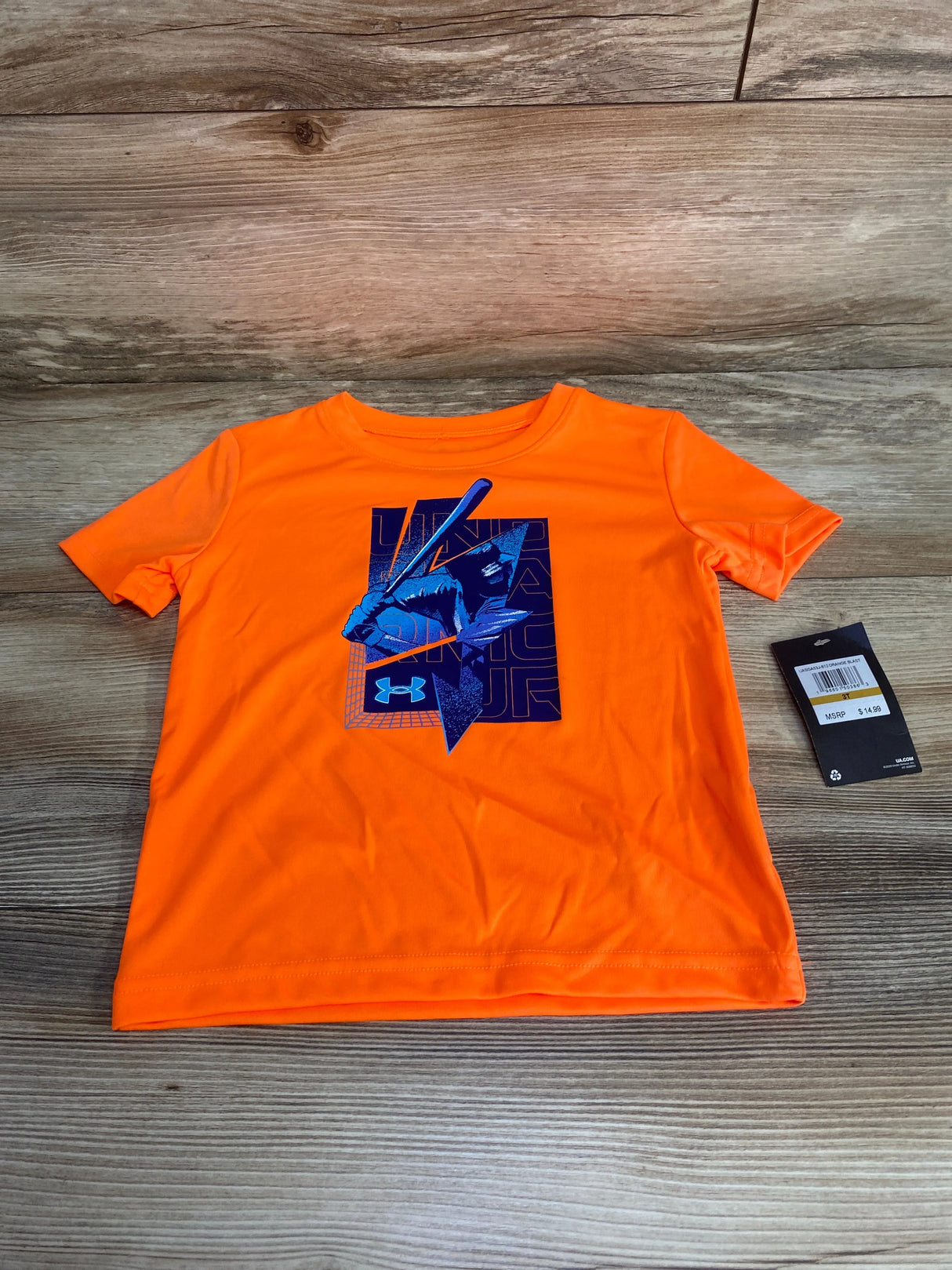 NEW Under Armour Baseball Shirt Orange sz 3T