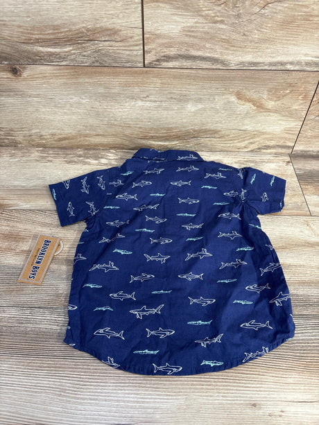 NEW Brooklyn Boys Shark Button Up Shirt Navy sz 3T - Me n Mommy To Be
