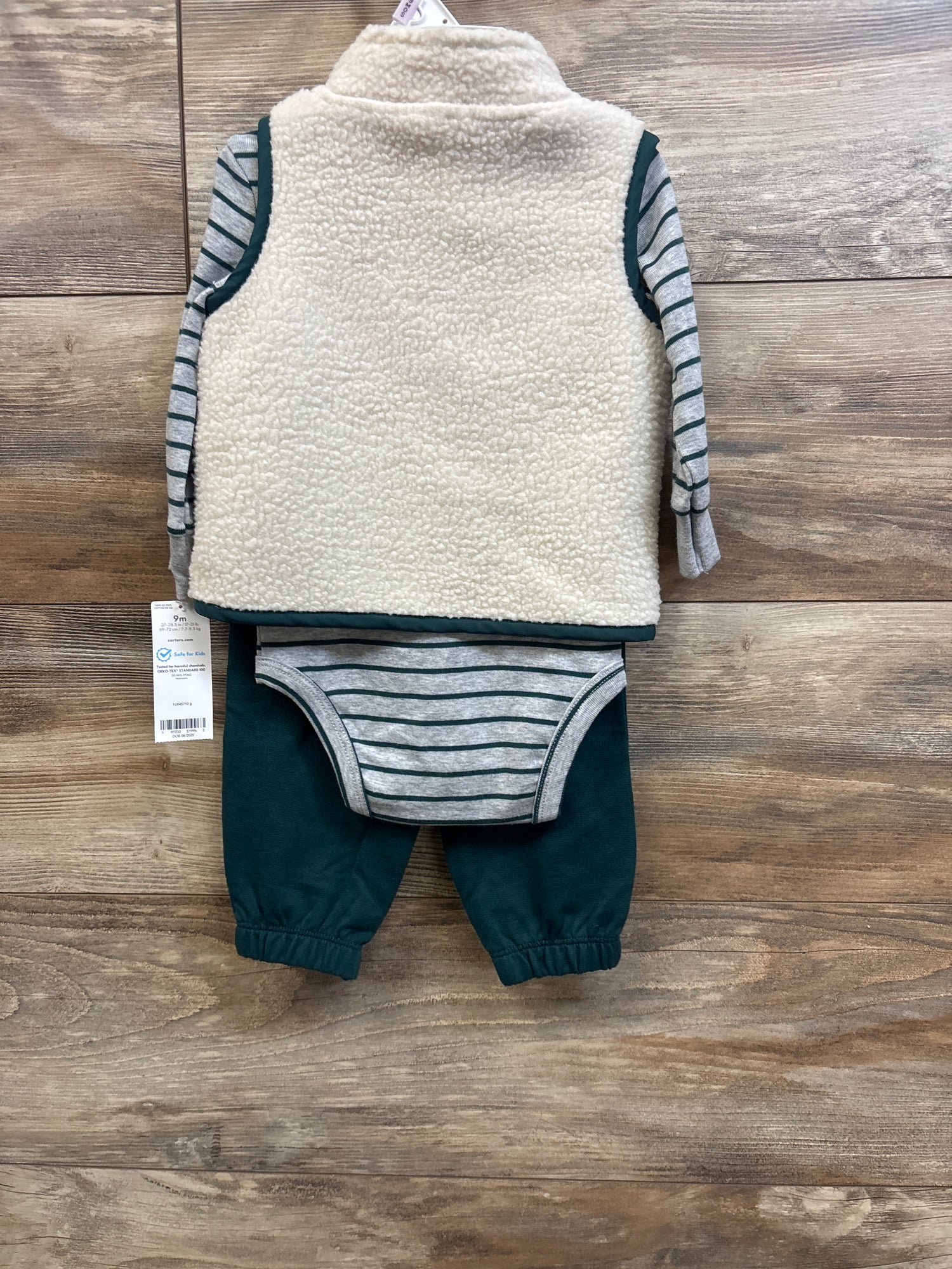 NEW Carter's 3pc Sherpa Vest, Bodysuit, & Pants Set Grey sz 9m