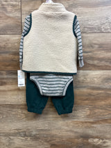 NEW Carter's 3pc Sherpa Vest, Bodysuit, & Pants Set Grey sz 9m