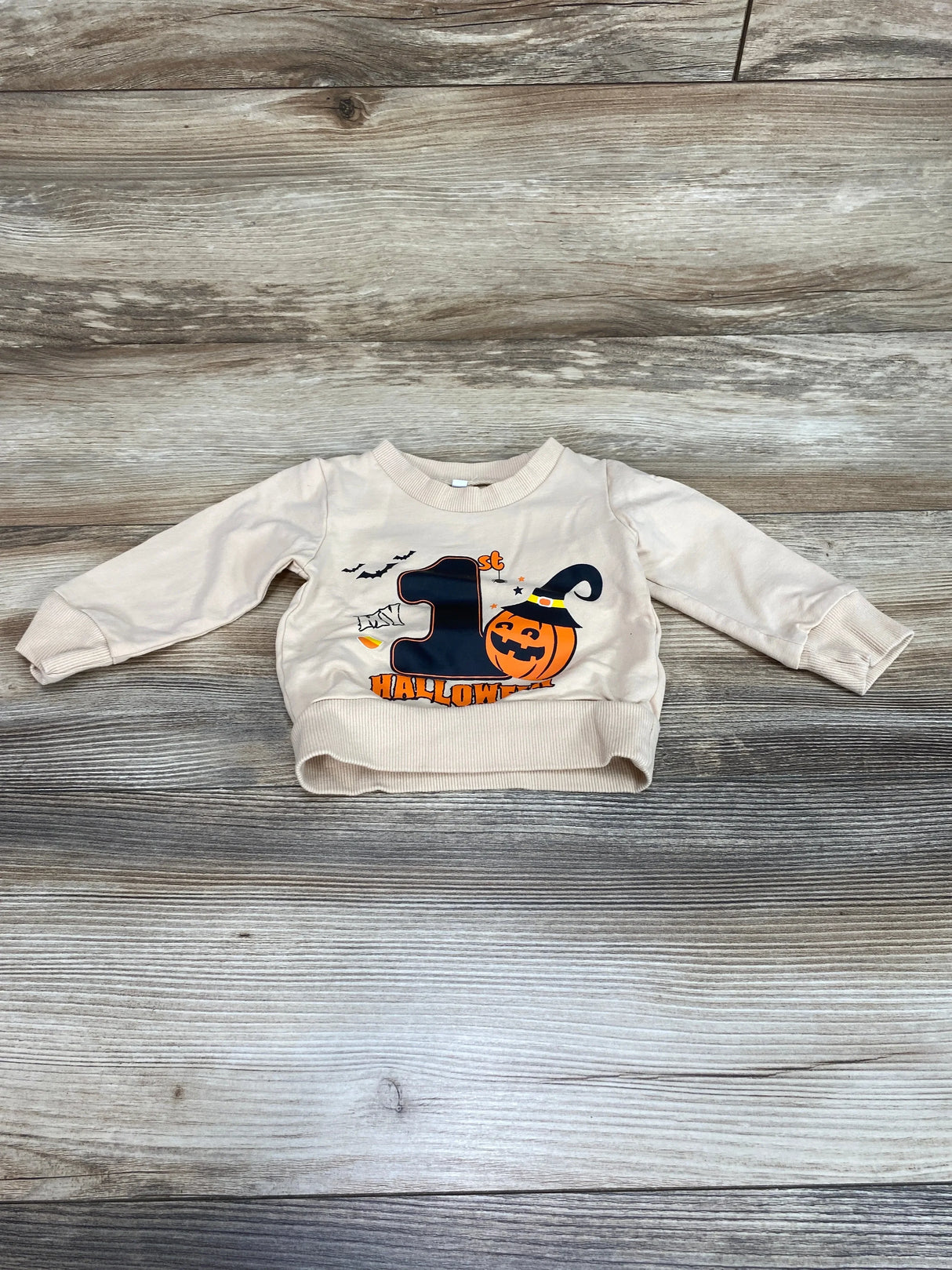 Long Sleeve 'My 1st Halloween' Shirt Beige Sz 0-3m - Me n Mommy To Be