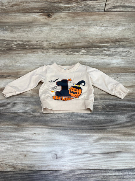 Long Sleeve 'My 1st Halloween' Shirt Beige Sz 0-3m - Me n Mommy To Be