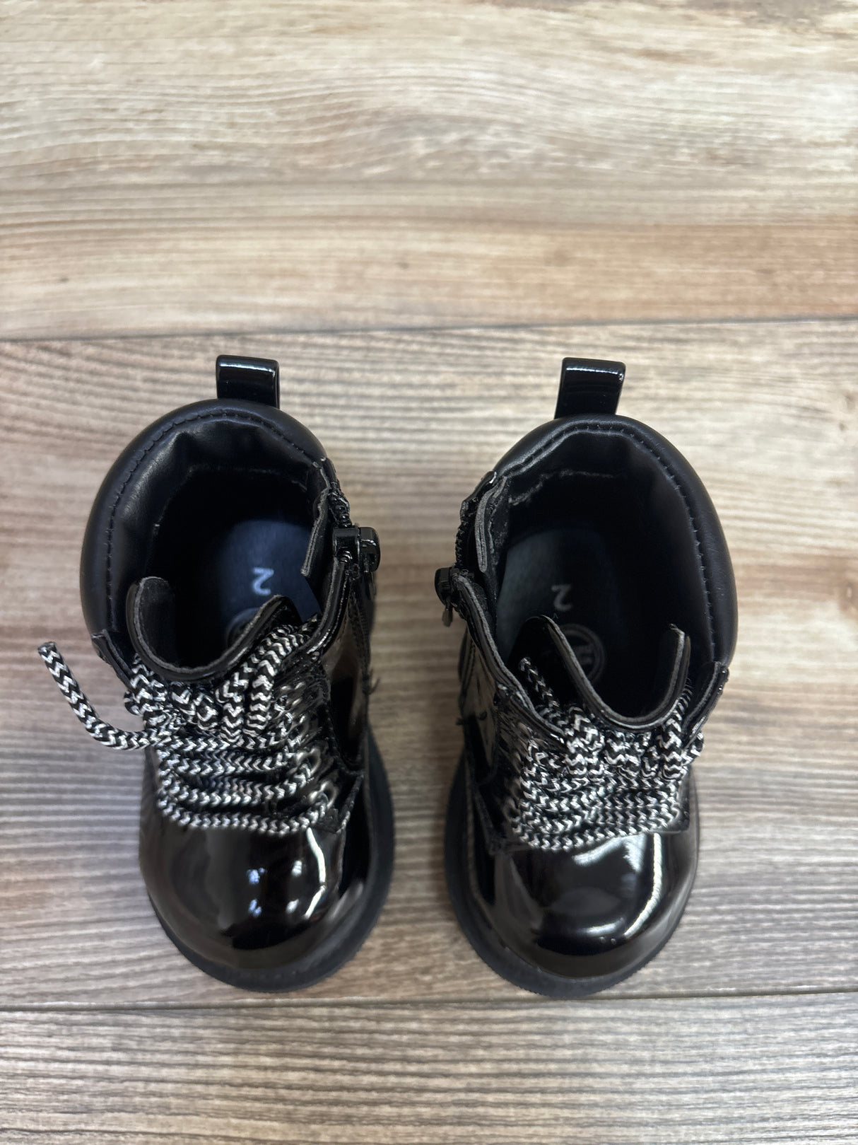 Cat & Jack Lace-Up Combat Moto Boots, Black sz 2c