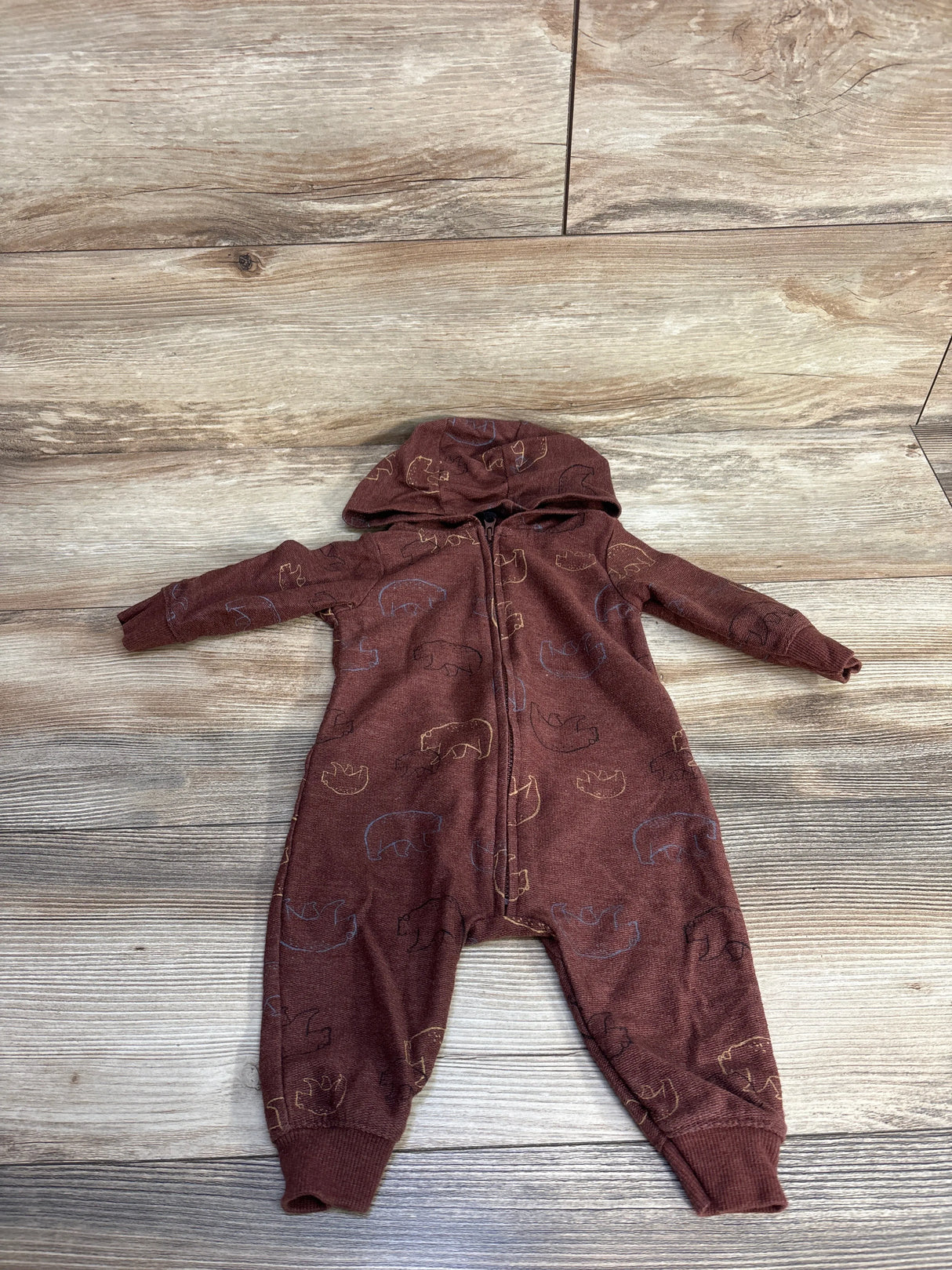 Carter's Bear Hooded Coverall Brown sz 6m