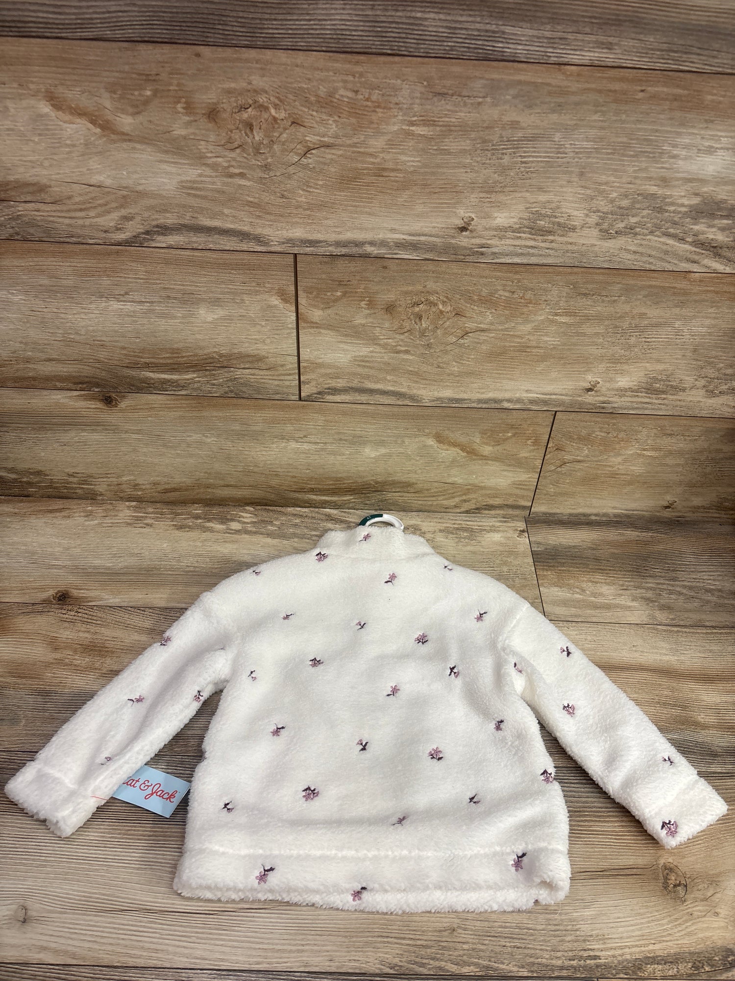 NEW Cat & Jack Embroidered Sherpa Quarter-Zip Jacket White sz 4T