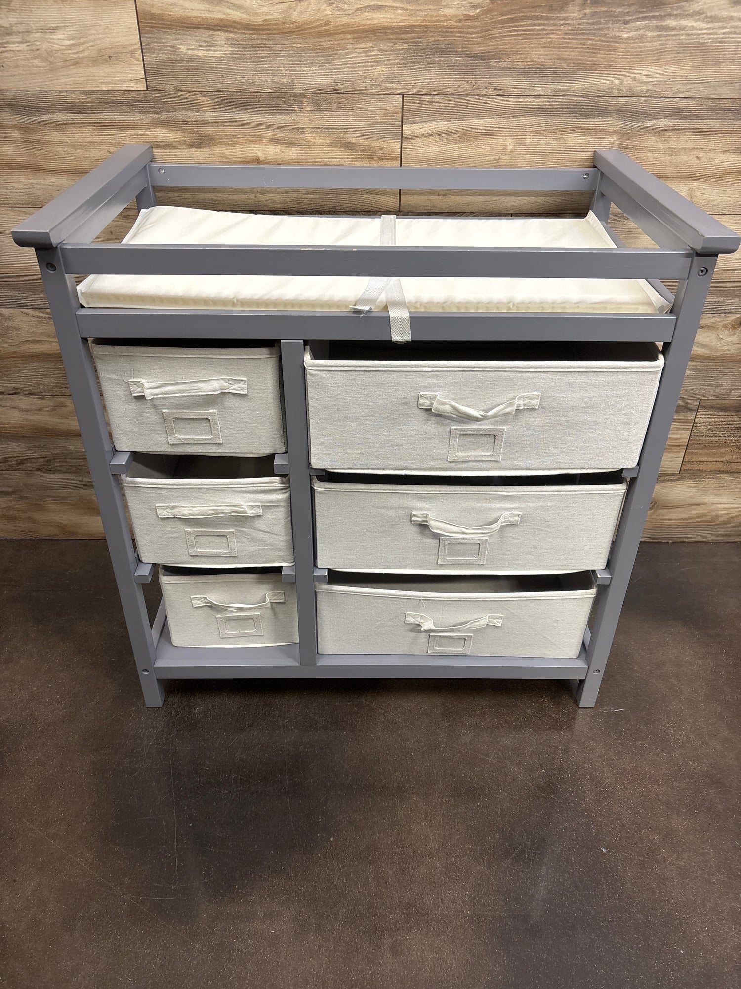 Badger Basket Modern Baby Changing Table with Six Baskets - Gray