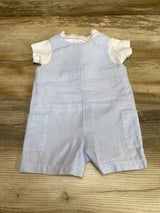 Starting Out 2pc Polo Shirt & Striped Shortall White/Blue sz 0-3m