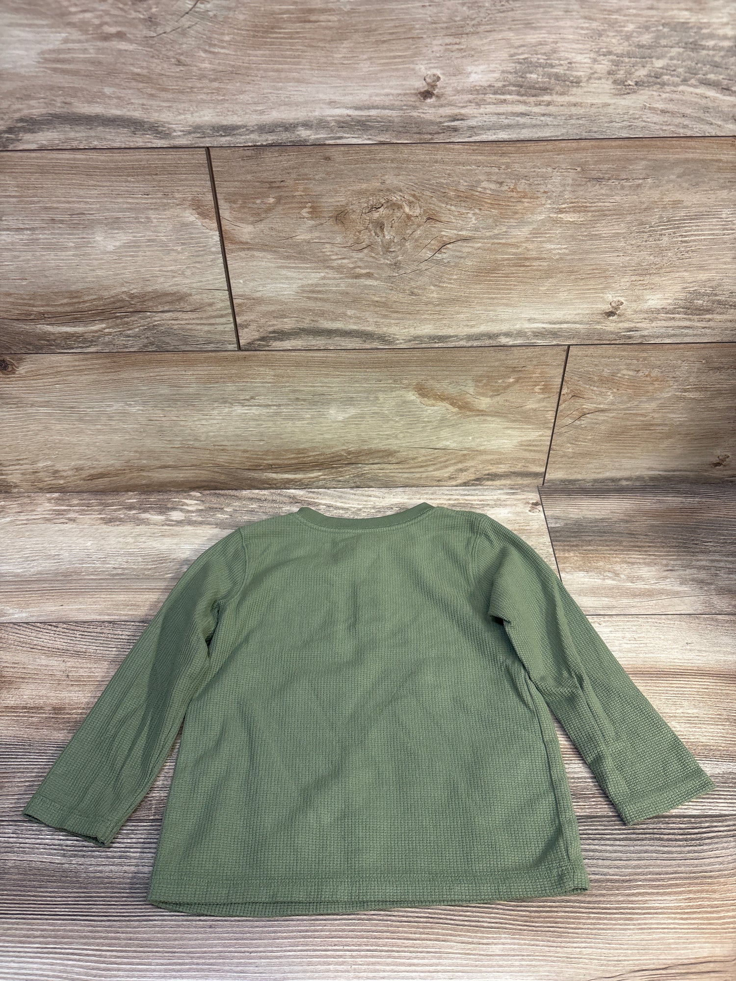 Cat & Jack Waffle Knit Henley Shirt Green sz 3T