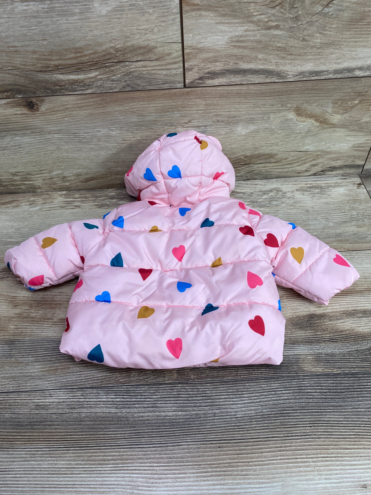 Old Navy Water-Resistant Hooded Critter Puffer Jacket Pink sz 0-3m
