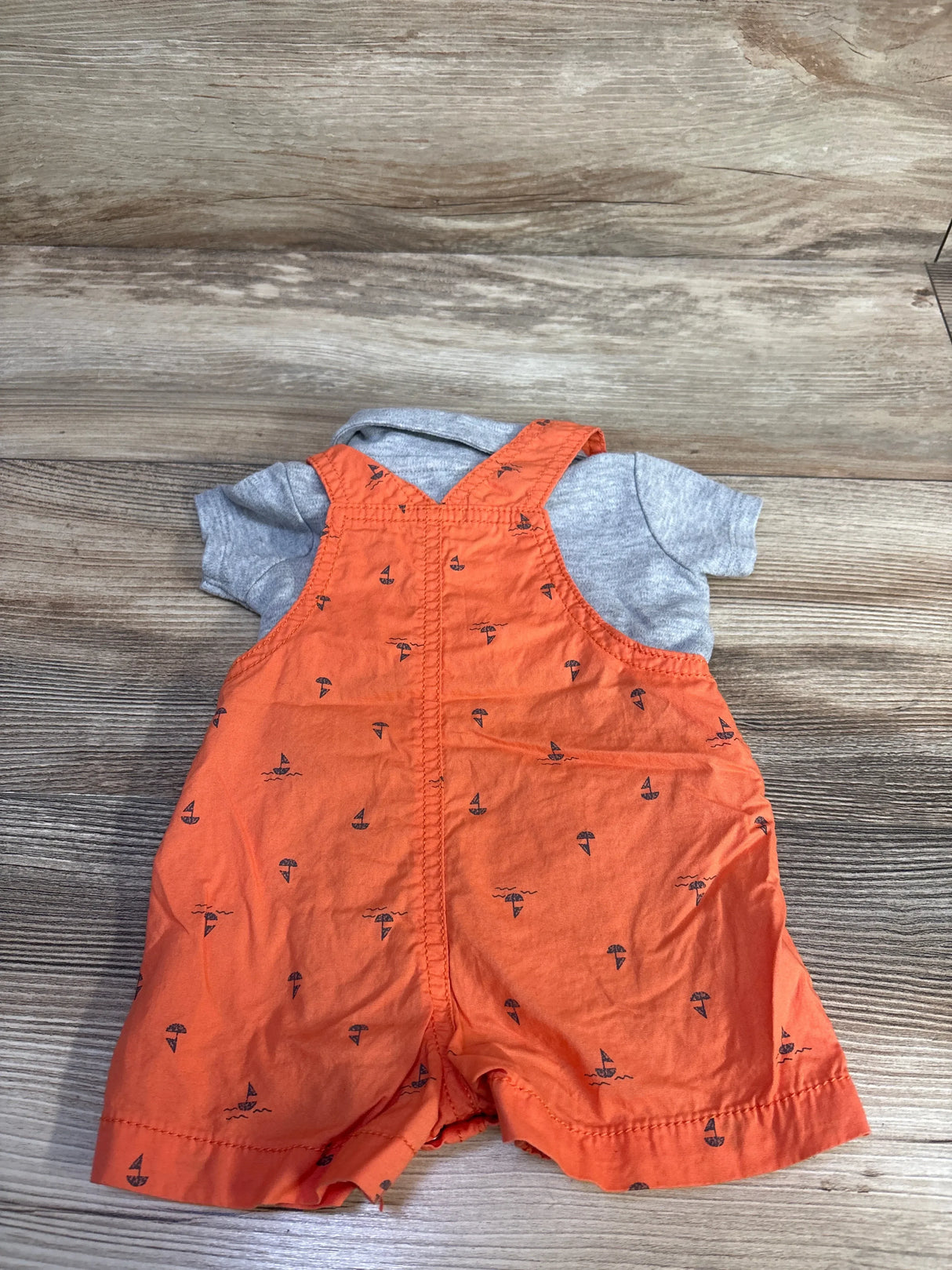 Just One You 2pc Polo Shirt & Shortall Set Grey sz 3m