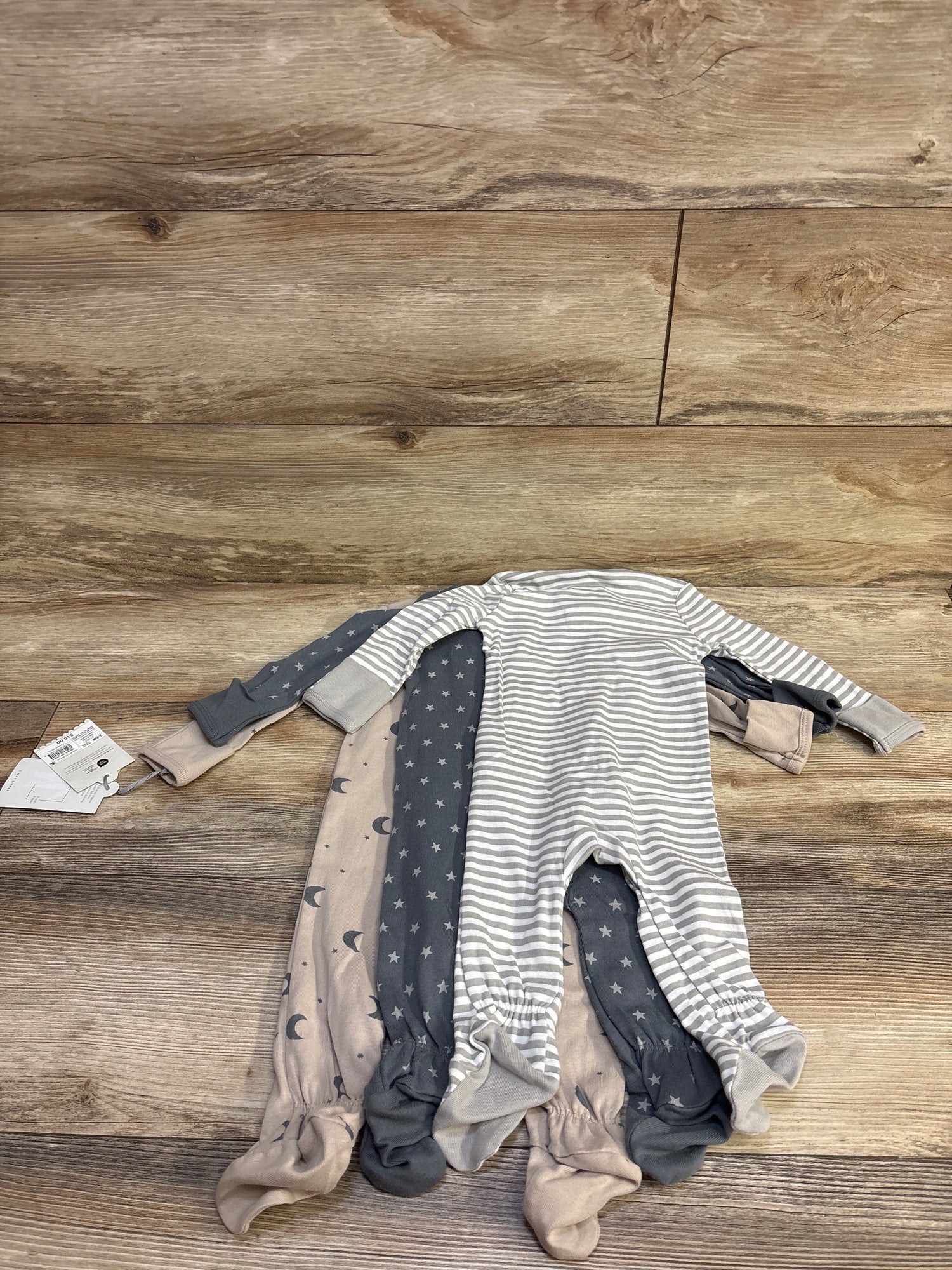 NEW Cloud Island 3pk Moons Sleepers Beige/Grey sz 3-6m