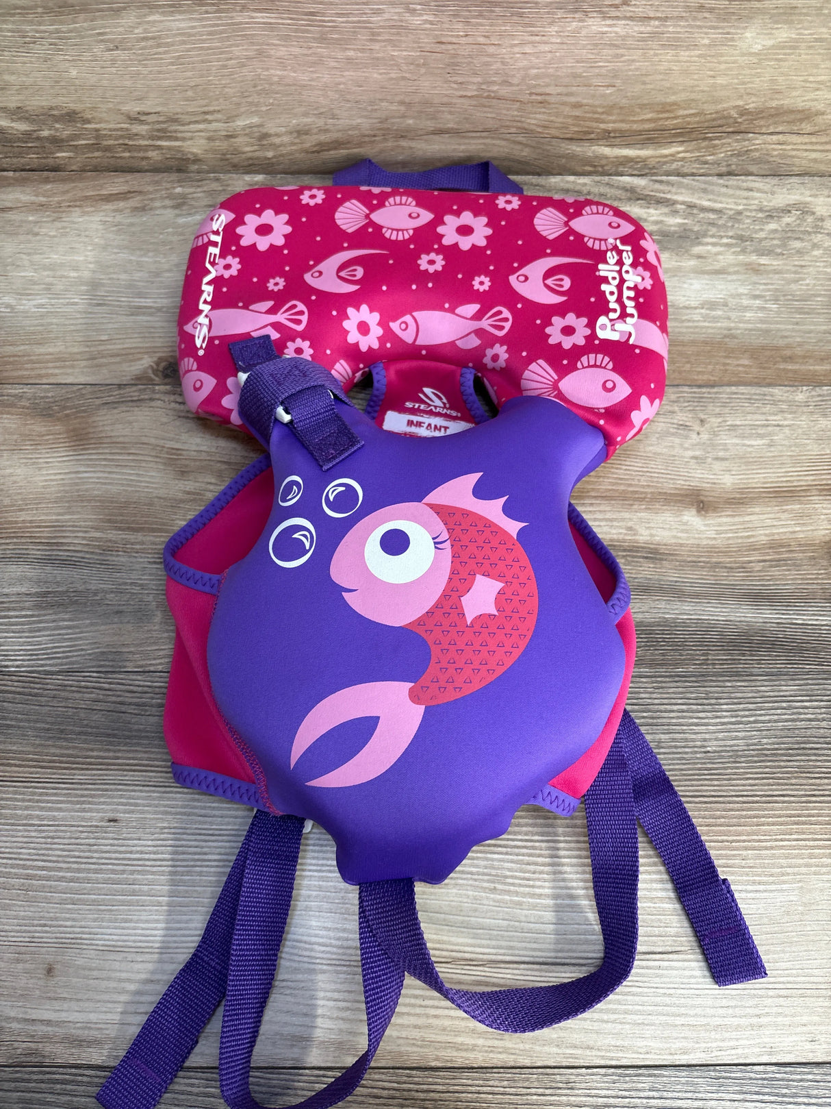 Puddle Jumper Kids Hydroprene Life Vest, Pink Fish sz Infant